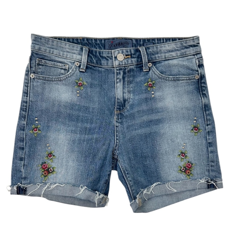 Lucky Brand Ava Skinny Embroidered Denim Women Shorts - Picture 2 of 12